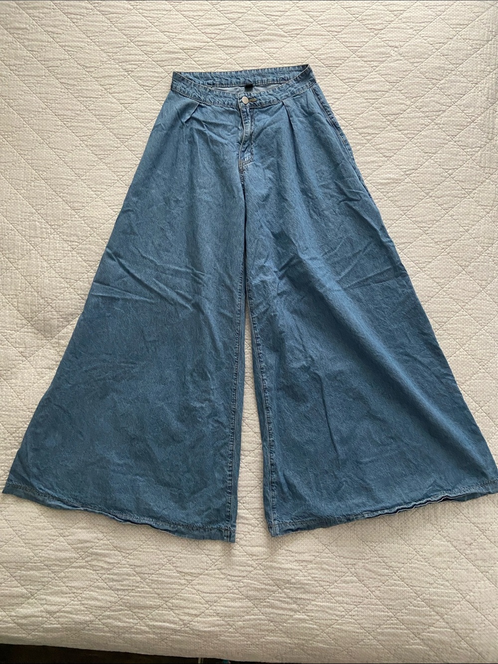SHEIN Blue Wide-Leg Flare Denim Jeans for Women